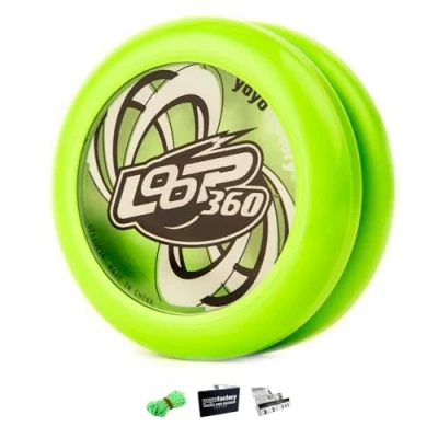 Image of YOYO FACTORY LOOP 360 Professional Looping Yo With ball Bearing &amp; Spare string GREEN (modern spinning yoyo, high speed steel bearing, and tips included)