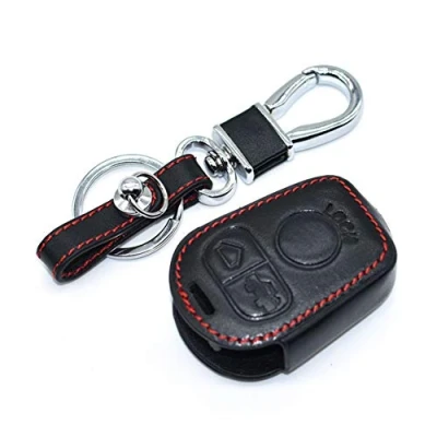 Image of Happyit Leather Car Key Cover Case Keychain Compatible with bmw E31 E32 E34 E36 E38 E39 E46 Z3 Z4 3 Buttons