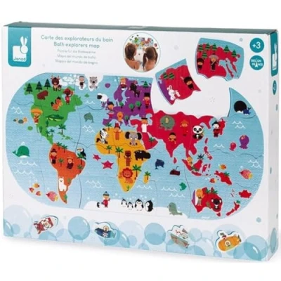 Image of Janod Bath Explorers Map Early Years Toy Handling and Dexterity Ages 3 Up, J04719