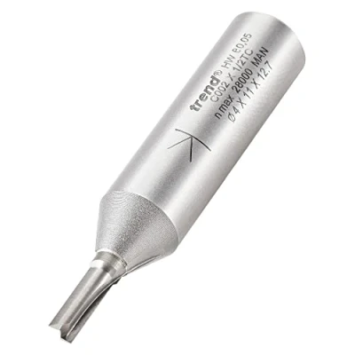 Image of Trend CraftPro Straight Two Flute Router Cutter Bit, 1/2 Inch Shank, 4mm Cut Diameter &amp; 11.1mm Length, Tungsten Carbide Tipped, C002X1/2TC