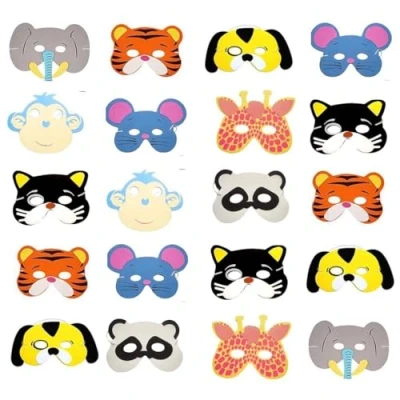 Image of VIROSA Childrens Animal Foam Masks 20pcs Assorted Party Bag Fillers, Ideal for Fancy Dress Party, Masquerade, Birthday Halloween, Christmas, Hen