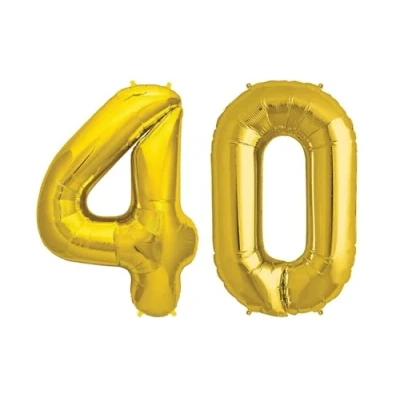 Image of Gold Number 40 Large Helium Foil Balloon Birthday Party Wedding Anniversary Decoration 101cm