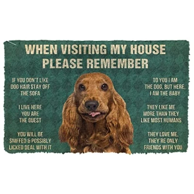 Image of Agriism Door Mat Indoor Entrance Please Remember English Cocker Spaniel Dogs House Rules Doormat Personalized Gifts Home Decor Housewarming 24x16 Inch