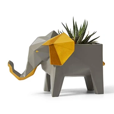 Image of Amoy Art Elephant Gifts Planter Animal Decor Statue Modern Sculpture Figurine Succulent Cacuts Pot Centerpiece Ornament Polyresin Arts Crafts 17cm