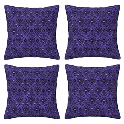 Image of Haunted Mansion Throw Pillow Cases 4 Pack Square Pillowcases Super Soft Protectors With Zipper For Couch Livingroom Sofa Bed Office Car,40x40 Cm