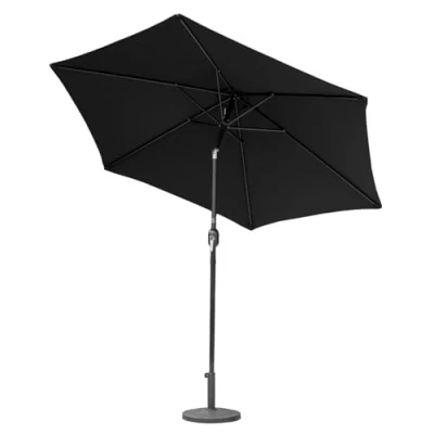 Image of Harrier Crank &amp; Tilt Parasol With LED Lights [2.7m] Outdoor Garden Patio Umbrella Optional Waterproof Cover 5 Colour Options (Black, Cover)