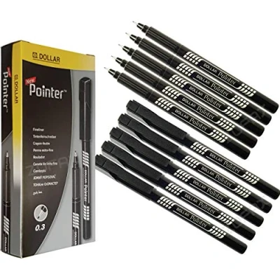 Image of DOLLAR Pointer+ Fineliner Fine Line Pens Drawing Writing Sketching Value Pack (10 x 0.3mm Black + 5 PATEL Ball Pens)