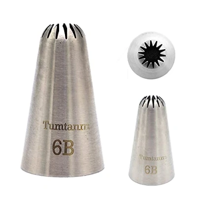 Image of Tumtanm 6B Nozzle Large Drop Flower Piping Tip, Seamless Stainless Steel Icing Tip #6B