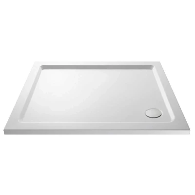 Image of Nuie NTP008 Modern Bathroom Rectangular Slimline Pearlstone Shower Tray, 760mm x 900mm, Gloss White