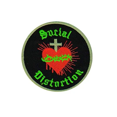Image of Social Distortion Neon Rund Patch Badge Embroidered Iron on Applique Souvenir Accessory