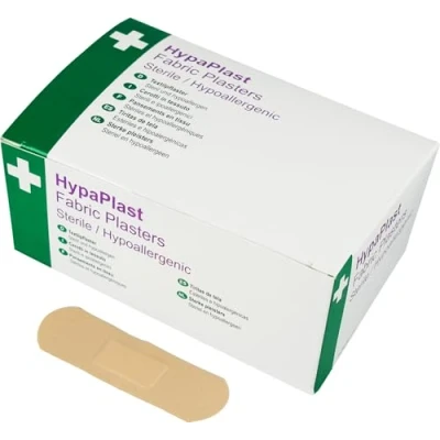 Image of Safety First Aid Group HypaPlast Fabric Plasters, 7.2 x 2.5 cm (Pack of 100) Sterile Hypoallergenic
