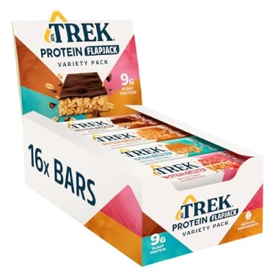 Image of TREK High Protein Flapjack Variety Pack Gluten Free Plant Based Vegan Snack 50 g x 16 bars