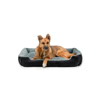 Image of dog bed pillow basket with reversible cushion colour grey/black size XL