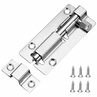 Image of JelKen Door Lock Bolts 3&quot;(75mm), 304 Stainless Steel Latch Slide with Screws for Bathroom Bedroom Shed Garden Toilet, 3 Inch