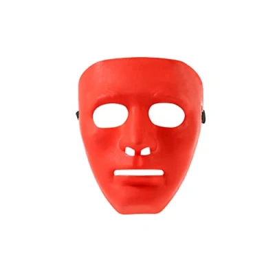 Image of Halloween Mask Plain Red Costume Adult Outfit Scary Spooky Horror Party Face Fancy Dress Cosplay For Men Women (Pack Of 2 Masks)