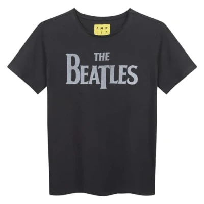 Image of Amplified Childrens/Kids The Beatles Logo T Shirt (7 8 Years) (Charcoal)