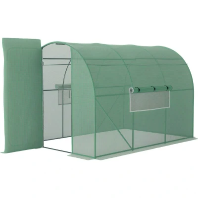 Image of Outsunny Reinforced Steel Walk in Polytunnel Greenhouse with Door and Windows (3 X 2M)