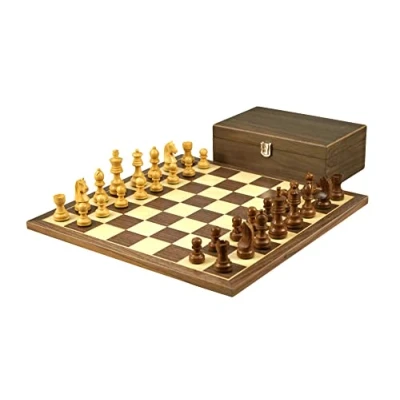 Image of Wooden Chess Set Walnut Board 16 Inch Weighted Sheesham German Staunton Pieces 3