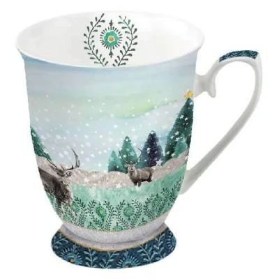 Image of Ambiente Fine Bone China Christmas Mug Deer Winter Scene 0.25 Litre