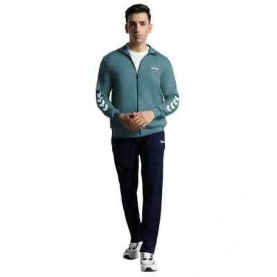 Image of hummel 205876 Men&#039;s Ensemble Promo Poly Track Suit, vert Flash/Blue Navy, L EU