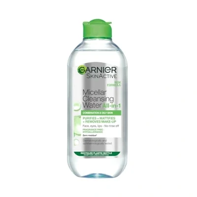 Image of Garnier Micellar Cleansing Water For Combination Skin, Gentle Face Cleanser and Makeup Remover, Fragrance Free, Recognised By The British Skin Foundation, Use With Reusable Eco Pads, 400 ml