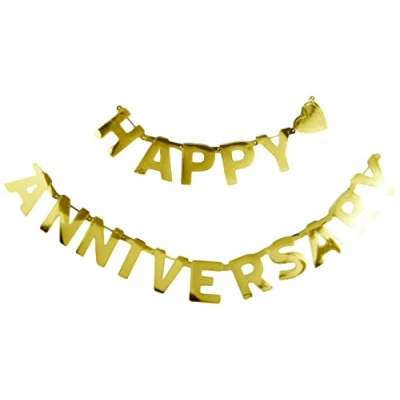 Image of (PKT) Adult 1 Happy Anniversary Gold Letter Banner 2.3m x 15cm