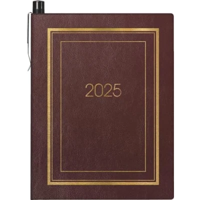 Image of BRUNNEN Pocket Diary Model 713 (2025), 2 Pages = 1 Week, A7, 160 Pages, Soft Cover with Decorative Gold Edge, Bordeaux