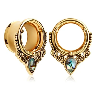 Image of KUBOOZ(1 Pair Summer Sea Shell Stainless Steel Screw Ear Plugs Tunnels Gauges Stretcher Piercings