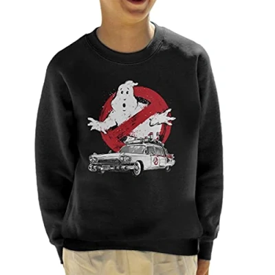 Image of Cloud City 7 Ghostbusters Ecto 1 Sumi E Kid&#039;s Sweatshirt Black