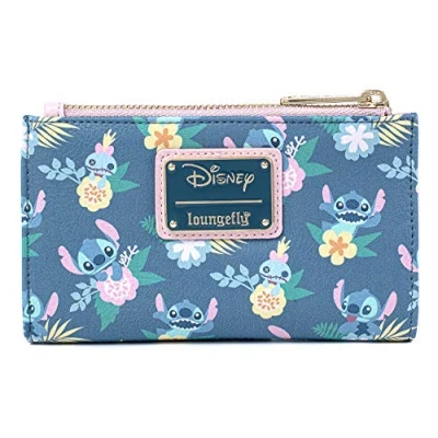 Image of Loungefly Disney&#039;s Stitch And Scrump Floral Bi Fold Wallet