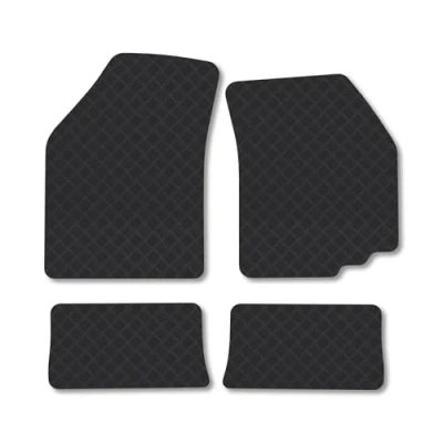 Image of Rubber Car Mats Compatible with SuzUKi Alto (2009 2014) Tailored Fit Floor Set Accessory Black Custom 4 Pieces Clips Anti Slip Backing, Heavy Duty &amp; Waterproof