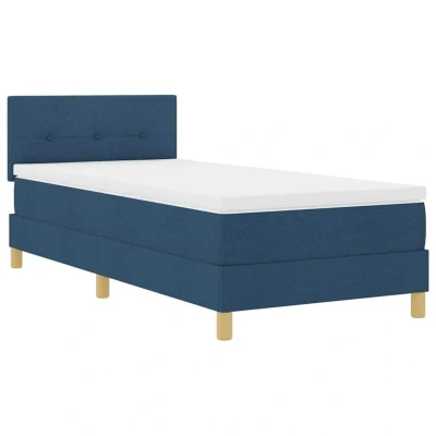 Image of vidaXL Box Spring Bed with Mattress Blue 80x200 cm Fabric