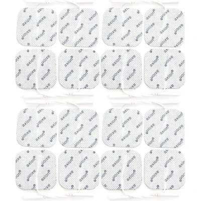 Image of Axion Pack of 16 Electrodes. Square Self Adhesive Pads 5x5cm for TENS EMS Units with 2mm Connection Pain Treatment, Muscle Growth and Massage