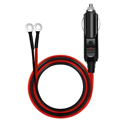 Image of Aofan Car Cigarette Lighter Male Socket to O Ring Terminal Connector with 20A Fuse for Inverter,Air Pump,Electric Cup,Car Audio,Car MP3,etc 12V 24V 4.9FT 1.5 Meter