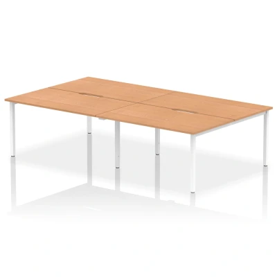 Image of Evolve B2B White Frame Bench Desk 1400 Oak (4 Pod) BE235