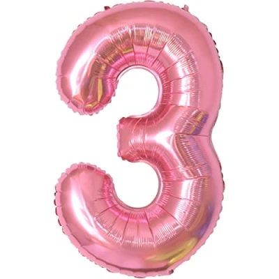 Image of Number Balloons 3,Pink 3 Balloon 40 Inch Giant Helium Foil for Boys Girls Party Decor Birthday Anniversary Graduation Decorations Supplies