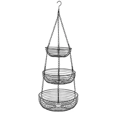 Image of FUSTMS 3 Tier Hanging Basket Fruit Iron Baskets for Kitchen Restaurants Storage