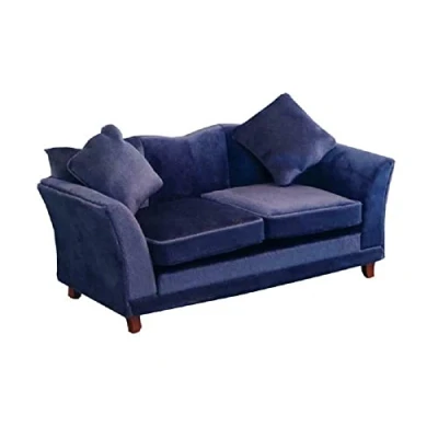 Image of Melody Jane Dolls House Modern Royal Blue Sofa Contemporary Miniature Living Room Furniture