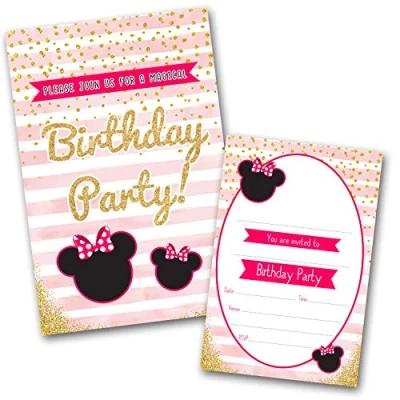 Image of Minnie Birthday Invitations Pack &amp; Envelopes (WRITE ON G) Click customize for prices
