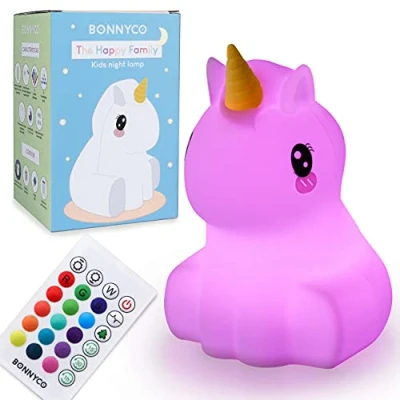 Image of BONNYCO Light Kids with Remote &amp; Touch Control 16 Colours Night Lights Unicorn Baby Timer Silicone 100% BPA Free Lamp Cute Gifts for Girls and Boys