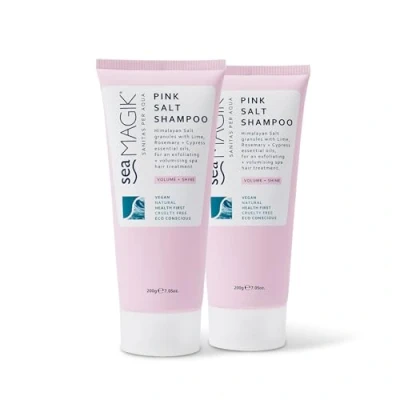 Image of Sea Magik Natural Shampoo SLS Free, Exfoliating and Volumising with Pink Salt Granules, Professional Spa Hair Treatment Fragrance, Deeply Cleanses, Vegan, Cruelty Free (2 x 200g)