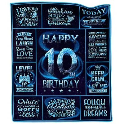 Image of 10 Year Old Boy Gift Ideas, Gifts for Boy, 10th Birthday Boys, Gifts, Decorations Throw Blanket 50&quot;X60&quot;
