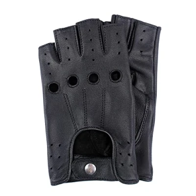 Image of Swift Wear Half Finger Cycling Gloves Bus Driving Gym Wheelchair Fingerless Biker Weightlifting Leather (Black, S)