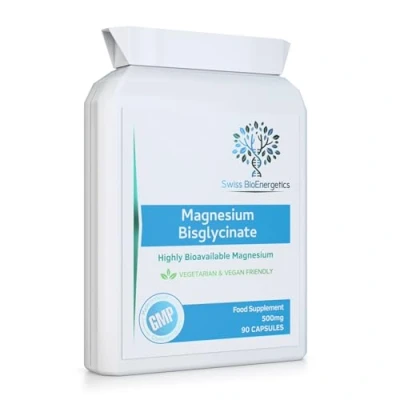 Image of Magnesium Bisglycinate (Glycinate) 500mg 90 Highly Bioavailable, Maximum Absorption Capsules for Better Sleep, Muscle and Nerve Support Vegan &amp; UK Made
