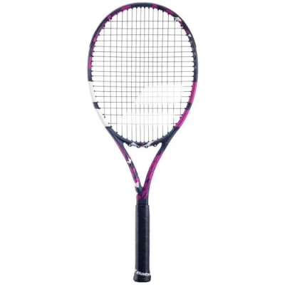 Image of Babolat Boost Aero Pink Tennis Racket for Adults Lightweight Women Strung and Graphite Frame Lightness Power when Playing Size 2 Colour: Grey/Pink