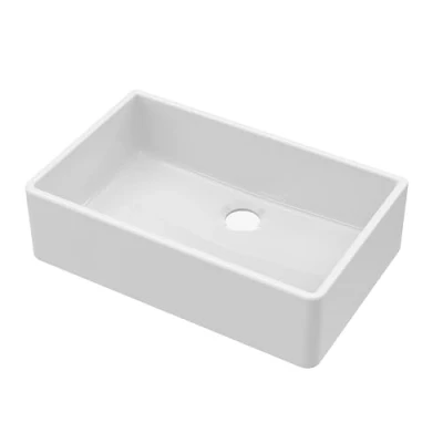 Image of Fireclay Single Bowl Butler Kitchen Sink No Overflow, Tap Hole 795mm
