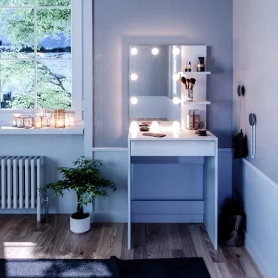 Image of Vicco Vanity table Isabelle, White, 60 cm with LED lighting