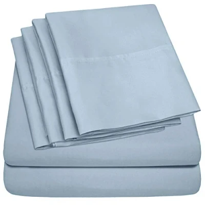 Image of King Size Bed Sheets 6 Piece 1500 Supreme Collection Fine Brushed Microfiber Deep Pocket Sheet Set Bedding 2 Extra Pillow Cases, Great Value, King, Misty Blue