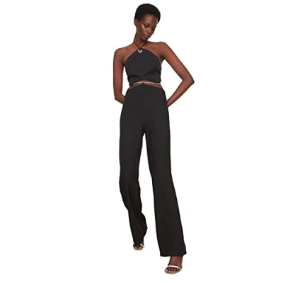 Image of Trendyol Women Normal Waist Wide Leg Trousers Black