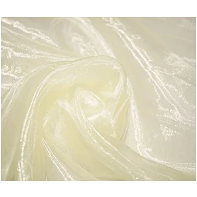 Image of Premium Crystal Organza Voile Fancy Dress Costume Decorations Fabric 150cm Wide/Sold by The Metre (Ivory)